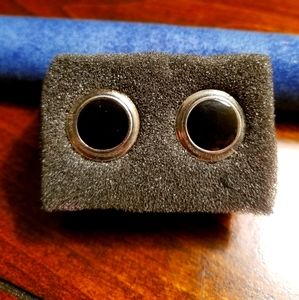 Mens Cufflinks Black & Silver ~CLASSIC~